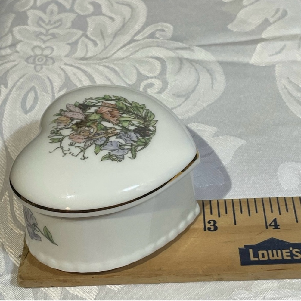 Enesco Heart Box with Fairy & Floral and Gold Accents GUC - Picture 6 of 8